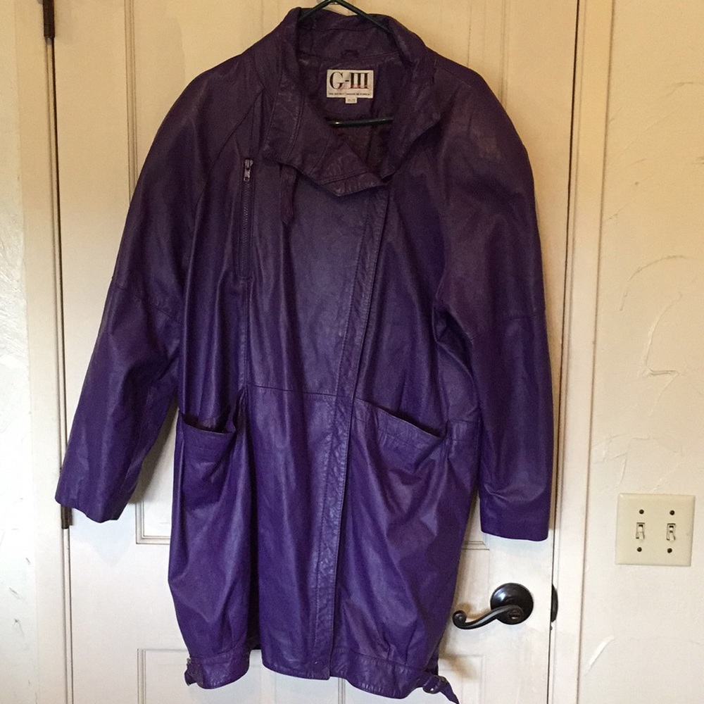Vintage Purple G-III Zipper Leather Jacket 18/20